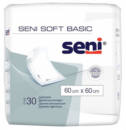 Seni Soft BASIC (60 x 60) одноразовые впитывающие пеленки 30 шт., Польша { 92308 } 