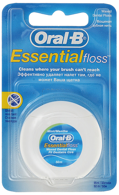Oral-B Essential Floss Зубная нить  вощеная мятный вкус ( 50 м ), Россия  { 80772 }