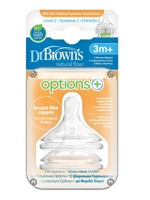 DR. BROWN`S Соска для бутылочек Options Plus силик. с шир. горл. 3 мес+  ( ур. 2 )  2 шт. { 17488 }
