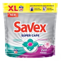 SAVEX  2 in 1 Fresh Super Caps Средство моющее жидкое в капсулах 38 шт., Болгария  { 45523 }
