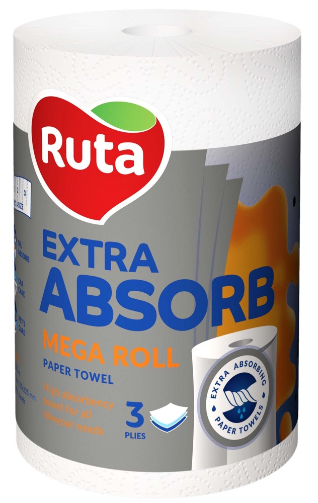 RUTA Extra Absorb Mega roll   Полотенце бумажное  1 шт, 3-х сл.,  Украина    { 45643 }  