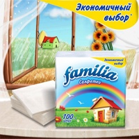 FAMILIA  Салфетки бумажные белые 24*23   (100 шт),  Россия   { 00556 }