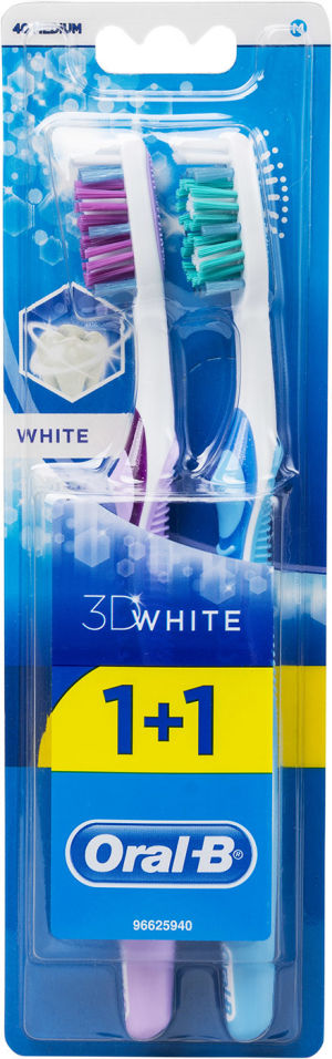 ORAL-B 3D White  Отбеливание  2 шт,  з/щетка  д/взрослых , Ирландия  { 22761 }  ФИОЛЕТОВО-ГОЛУБОЙ
