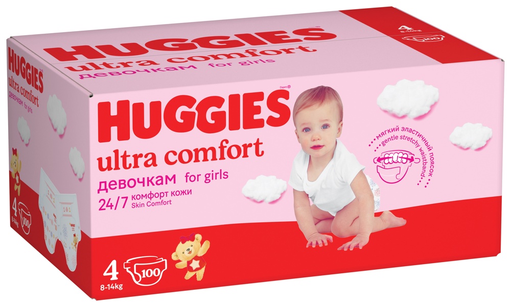 Huggies ULTRA COMFORT 4  Girl  8-14  ( 100 )   { 47848 }
