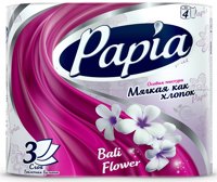 Туалетная бумага PAPIA Bali Flower 3-х слойная  (4 шт), Россия  { 00068 } { 23967 }