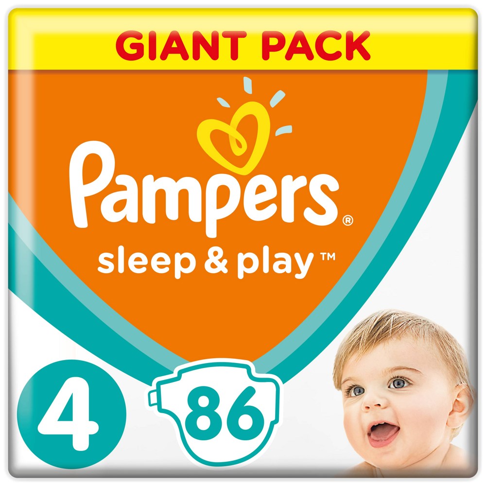 Pampers Sleep & Play 4 Maxi (9-14 кг)   86 шт подгузники, Россия   { 54277 }     !!! СРОК ДО 06.2021!!!