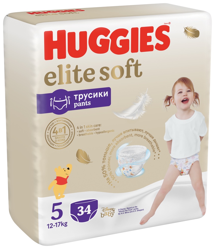 Huggies Трусики Elit Soft 5  12-17 кг  ( 34 шт) Подгузники-трусики   { 49354 }     3 % НЕ ДЕЙСТВУЕТ