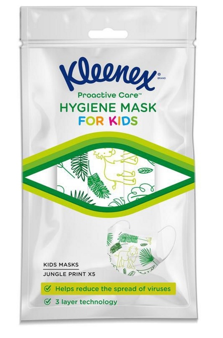 KLEENEX Маски лицевые гигиенические для детей с 4-х лет  5 штук    { 76084 }