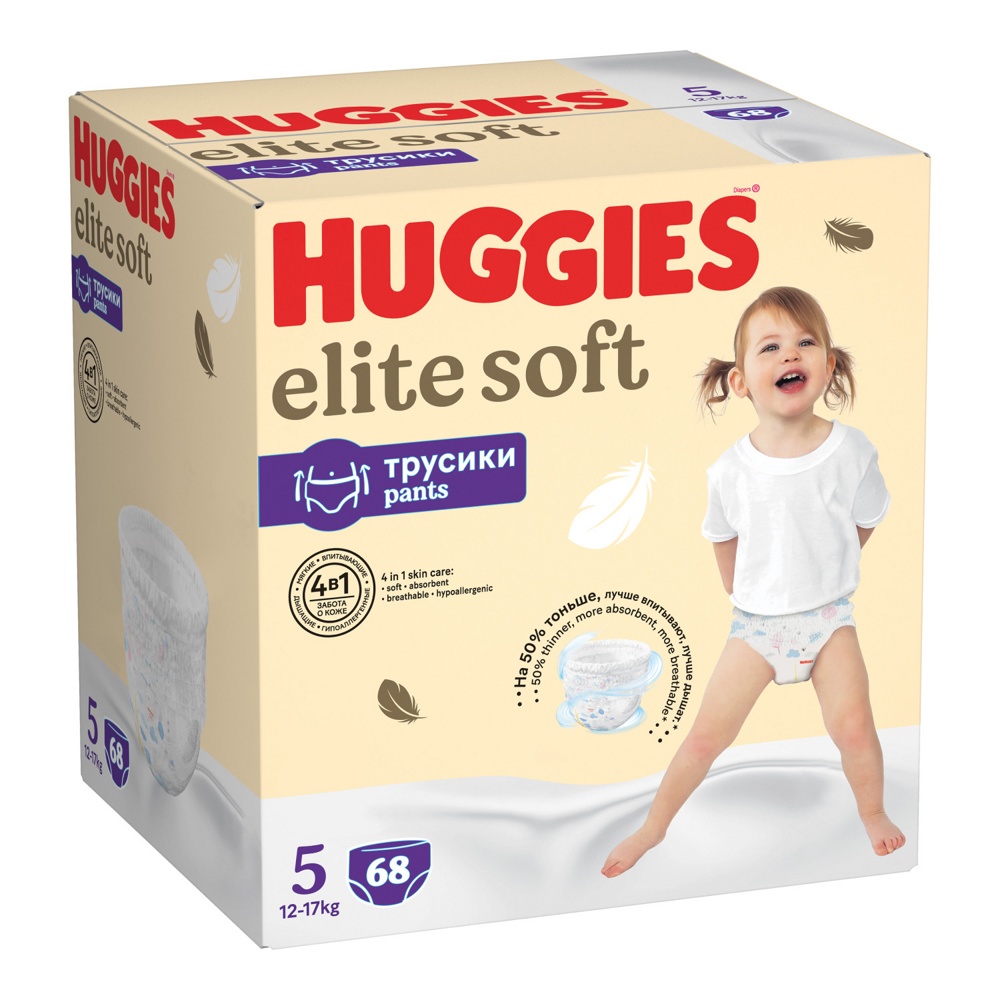 Huggies Трусики Elit Soft BOX  5  12-17 кг  (68 шт) Подгузники-трусики  { 49378 }  3 % НЕ ДЕЙСТВУЕТ
