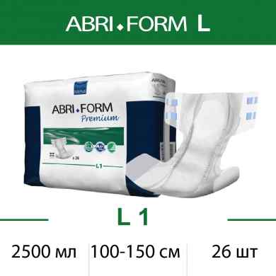 ABRI-FORM  Premium  Large  L1  (6*,26 шт ) Подгузники впитывающие для взр.( 100-150 см), Дания { 59659 }