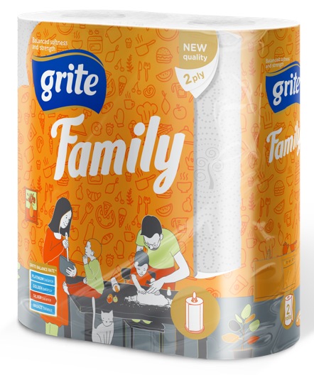 Полотенца бумажные GRITE Family mix 2 шт , Литва  { 48583 }    