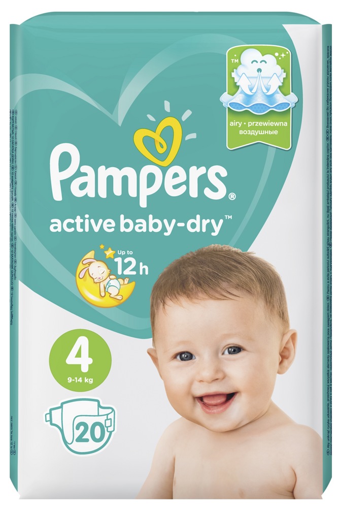 Pampers Active baby Dry 4 Maxi (9-14 ) 20  ,   { 83806 }