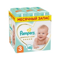 Pampers Premium Care 3  Midi   6-10 кг 148 шт подгузники, Россия  { 48828 }   