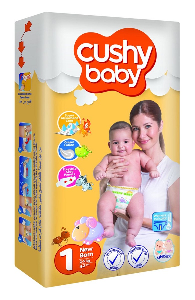 CUSHY Baby  1  Newborn 2-5  кг  ( 42 шт ), Подгузники, Турция   { 30889 }