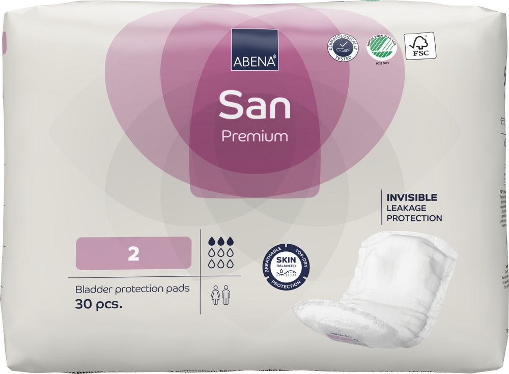 ABENA San 2 Premium 3*  Прокладки впитывающие урологические, 30 шт, Дания  { 00489 }