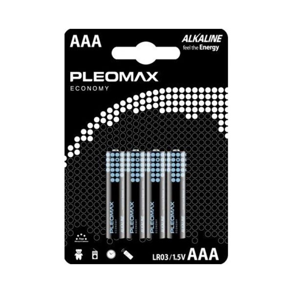 PLEOMAX Economy АAA 1.5 v LR03 4BL Батарейки алкалиновые ( 4 шт ), КНР  { 00128 }