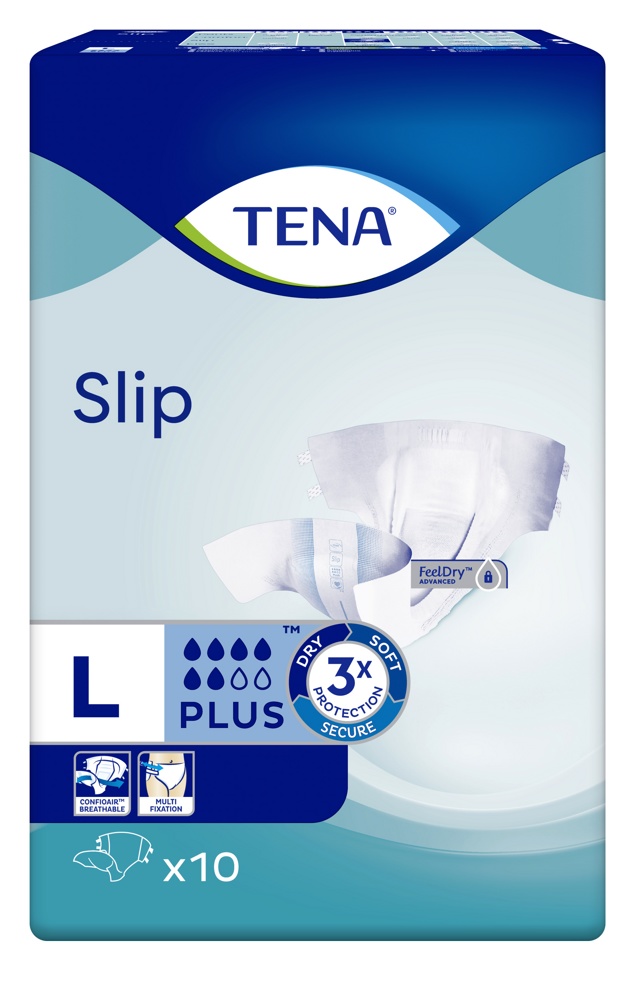 TENA Slip Plus 3 Large  (6*, 10 шт) Подгузники для взрослых (92-144 см), Польша   { 18741 } 