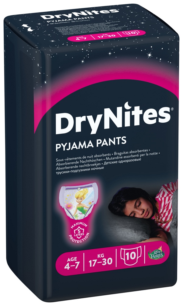 Huggies DryNites   Girl    4-7 лет  17-30 кг  (10 шт) трусики-подгузники, Чехия  { 27581 }   СКИДКА 3% НЕ ДЕЙСТВУЕТ 