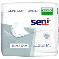 Seni Soft BASIC (60 x 60)    10 шт одноразовые впитывающие пеленки, Россия  { 98386 }