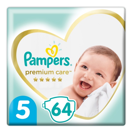 Pampers Premium Care 5  Junior   11+ кг ( 64 шт ) Карт. коробка подгузники, Россия   { 04583 }     СКИДКА  3% НЕ ДЕЙСТВУЕТ