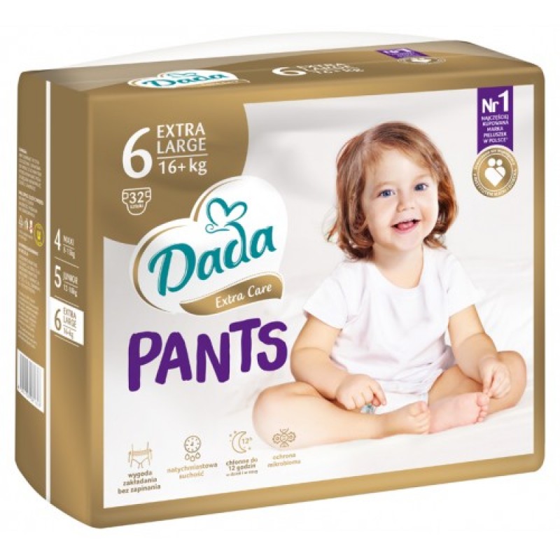 DADA Extra Care Pants 6 Extra Large 16+ кг ( 32 шт.)  подгузники-трусики, Польша    { 81628 }  