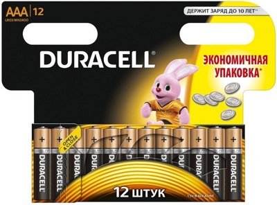 Duracell Basic АAA 1.5 v  LR 03   Батарейки алкалиновые ( 12 шт ), Бельгия    { 09254 }