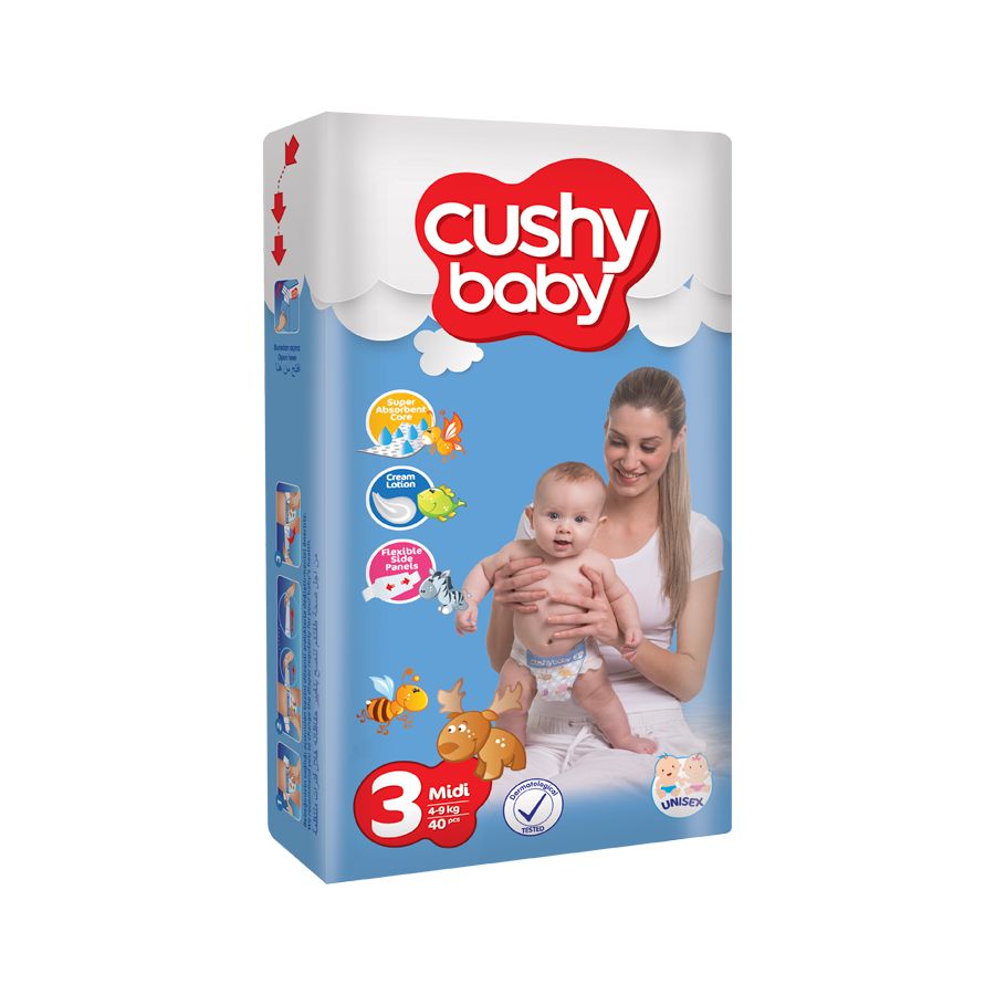 CUSHY Baby  3  Midi  4-9 кг  ( 70 шт ), Подгузники, Турция   { 30315 }