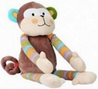 BabyOno Велюровая игрушка  с погремушкой обезьянка  00111