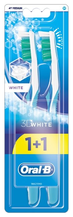 ORAL-B 3D White  Отбеливание  2 шт,  з/щетка  д/взрослых , Ирландия  { 22761 }   ГОЛУБОЙ