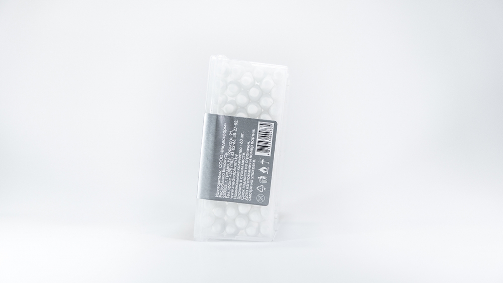 MедВатФарм  Ватные палочки с ограничителем в твердой упаковке  ( 60 шт ) , РБ   { 00835 }     