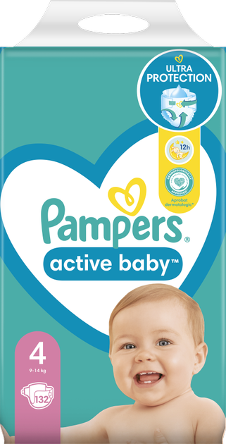 Pampers Active Baby Dry 4 Maxi (9-14 )132    ,   { 59480 }{ 51618 }  