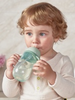 Happy Baby Поильник с силиконовой трубочкой и  ручками Feeding Cup 260 мл, 12 мес { 40191 }ОЛИВКОВЫЙ
