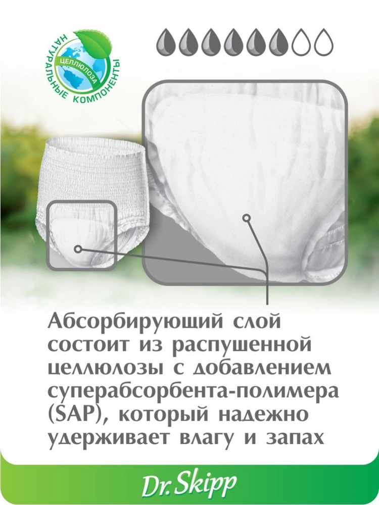 DR.SKIPP STANDARD 4 ХL  (6*,12 шт) Подгузники-трусики впит.для взрос (130-170 см), Россия  { 66149 }