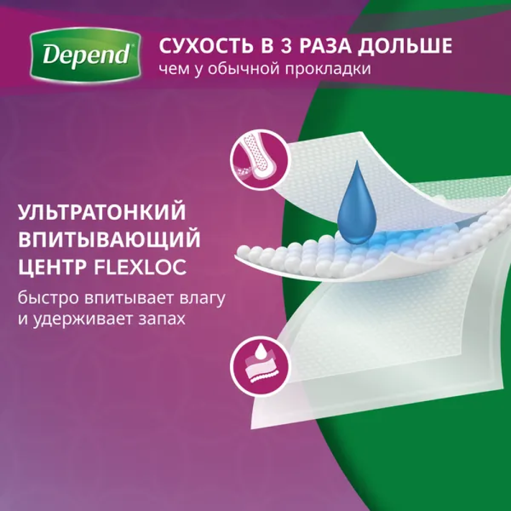 DEPEND Mini 2* Прокладки урологические впитывающие для женщин, 14 шт. Вьетнам { 91483 } фото-4 DEPEND Mini 2* Прокладки урологические впитывающие для женщин, 14 шт. Вьетнам { 91483 } фото-4