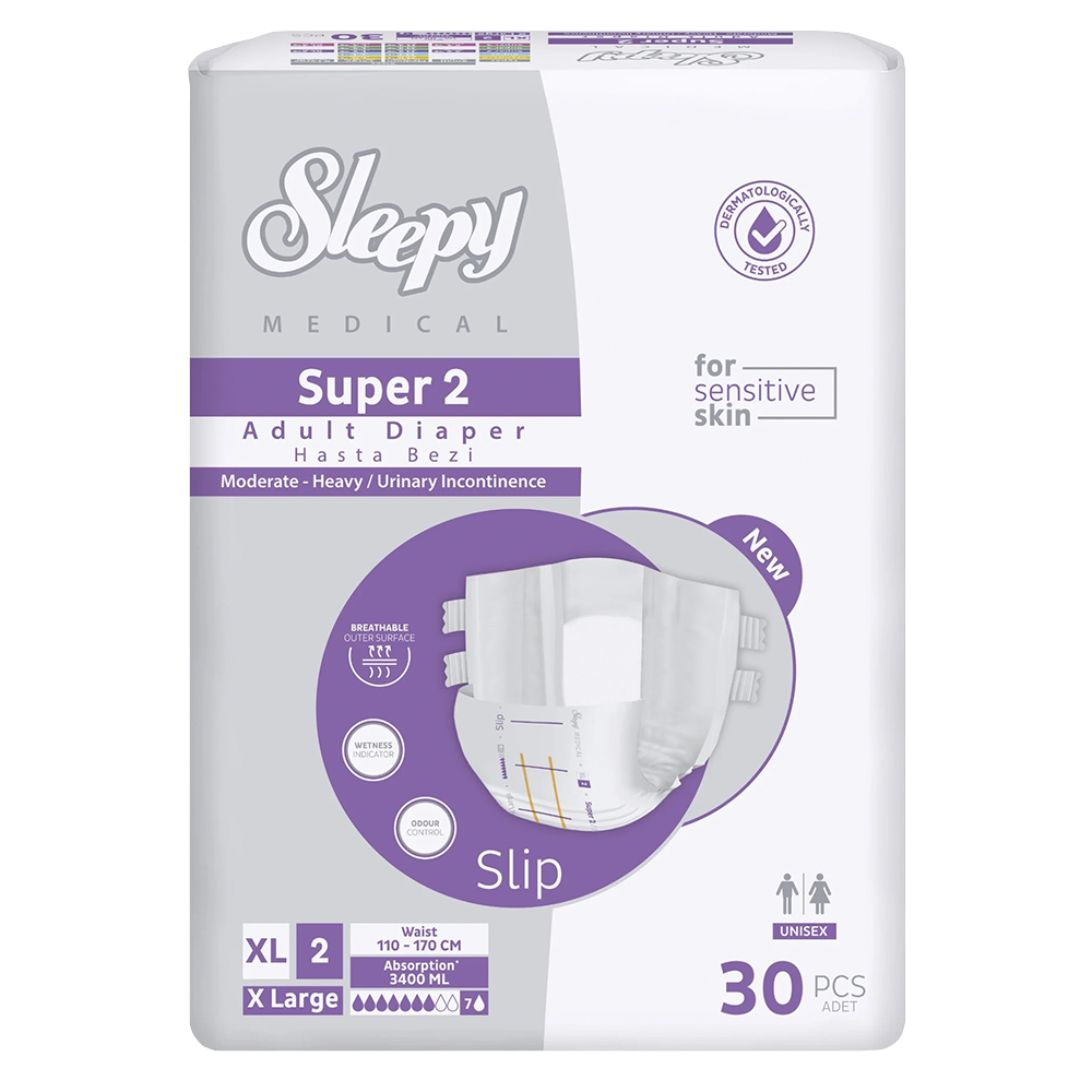 SLEEPY Super 4 XLarge ( 7*, 30 шт.) Подгузники для взрослых впитывающие ( 110-170 см), Турция { 21448 } - фото1 SLEEPY Super 4 XLarge ( 7*, 30 шт.) Подгузники для взрослых впитывающие ( 110-170 см), Турция { 21448 } - фото1