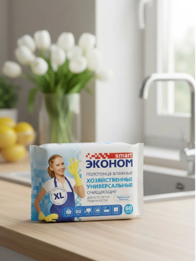 Влажные полотенца ЭКОНОМ Smart Хозяйственные универсальные (60 шт ), Россия { 02314 } фото-7 Влажные полотенца ЭКОНОМ Smart Хозяйственные универсальные (60 шт ), Россия { 02314 } фото-7