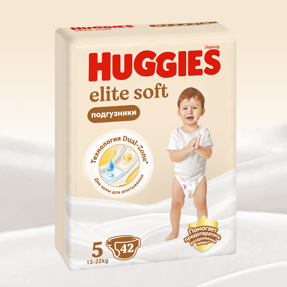 Huggies Elite Soft 5 12-22 кг ( 42 шт) подгузники, Россия { 49514 } - фото1 Huggies Elite Soft 5 12-22 кг ( 42 шт) подгузники, Россия { 49514 } - фото1