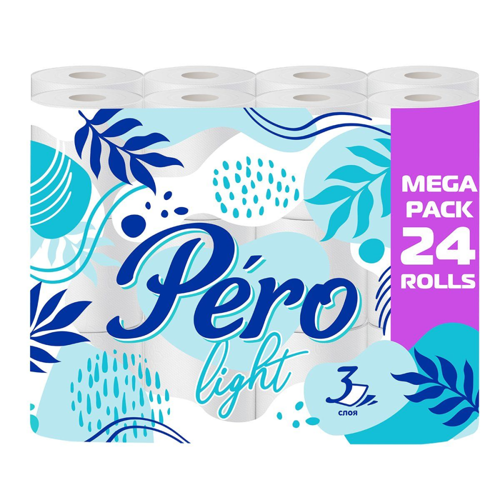 Pero Light Бумага туалетная, 3-сл.белая, 24 рул. Россия    { 80179 } - фото1