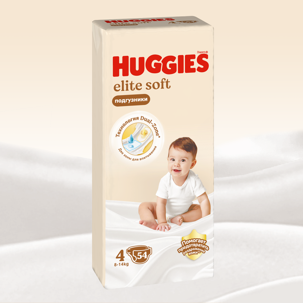 Huggies Elite Soft 4 8-14 кг ( 54 шт) подгузники, Россия { 49477 } - фото1 Huggies Elite Soft 4 8-14 кг ( 54 шт) подгузники, Россия { 49477 } - фото1