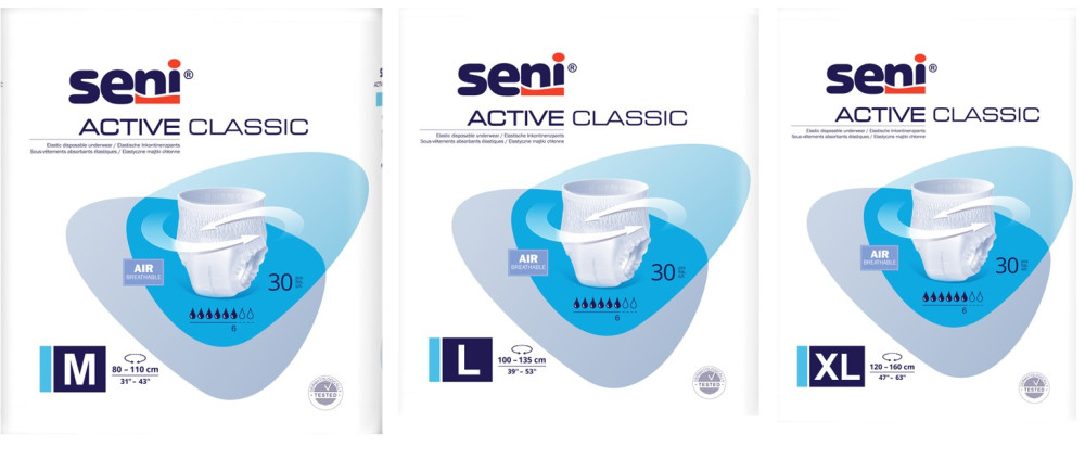 SENI  ACTIVE CLASSIC 2 Medium  (6*,30 шт) Подгузники-трусики впитывающие для взрослых (80-110 см), Польша { 92927 } фото-2