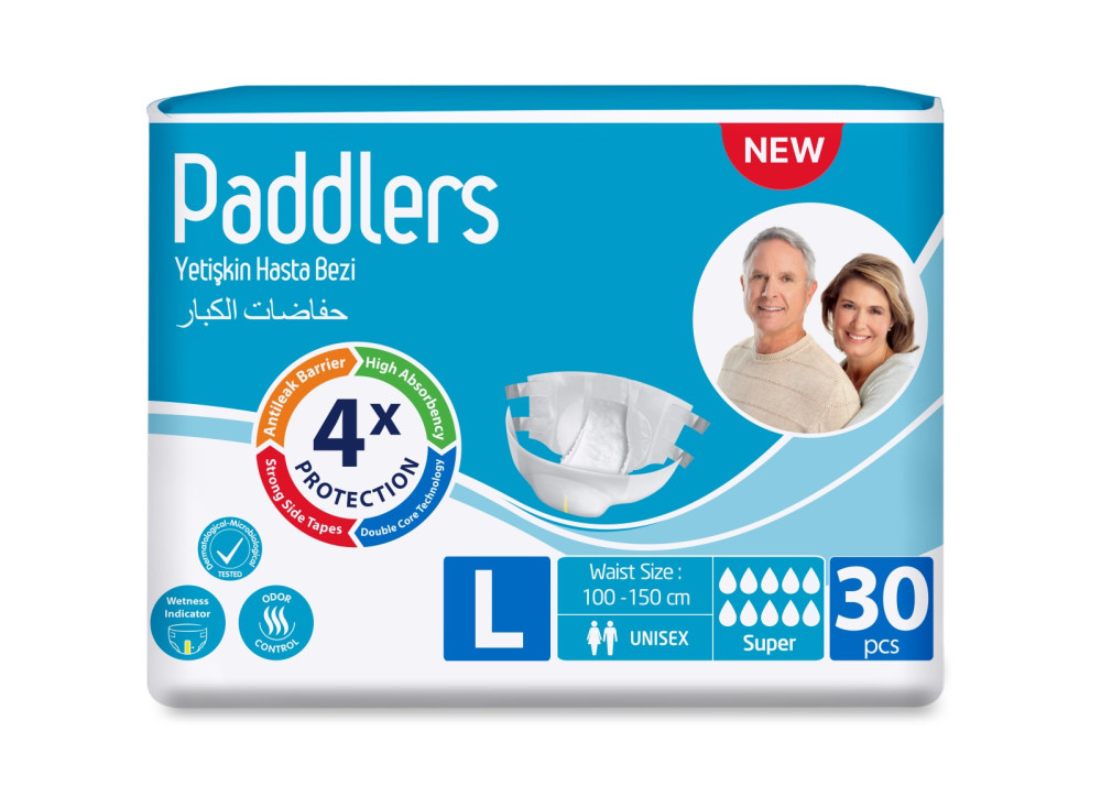 PADDLERS 3 Large ( 10*, 30 шт.) Подгузники для взрослых впитывающие ( 100-150 см), Турция { 31282 } - фото1