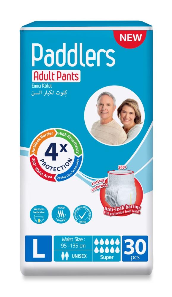 PADDLERS PANTS Super 3 Large ( 10*, 30 шт.) Подгузники-трусики впитывающие для взрослых ( 95-135 см) { 35617 } НОВ.УП. PADDLERS PANTS Super 3 Large ( 10*, 30 шт.) Подгузники-трусики впитывающие для взрослых ( 95-135 см) { 35617 } НОВ.УП.