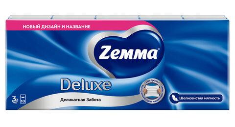 ZEММA DELUXE Деликатная забота Платочки носовые , белые, 3-х сл.10 пачек по 10 шт., Россия { 57431 } - фото1 ZEММA DELUXE Деликатная забота Платочки носовые , белые, 3-х сл.10 пачек по 10 шт., Россия { 57431 } - фото1