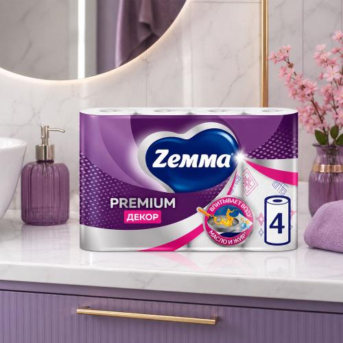 ZEMMA Premium ДЕКОР Полотенца бумажные 4 шт 2-х сл. , Россия { 57325 } фото-3 ZEMMA Premium ДЕКОР Полотенца бумажные 4 шт 2-х сл. , Россия { 57325 } фото-3