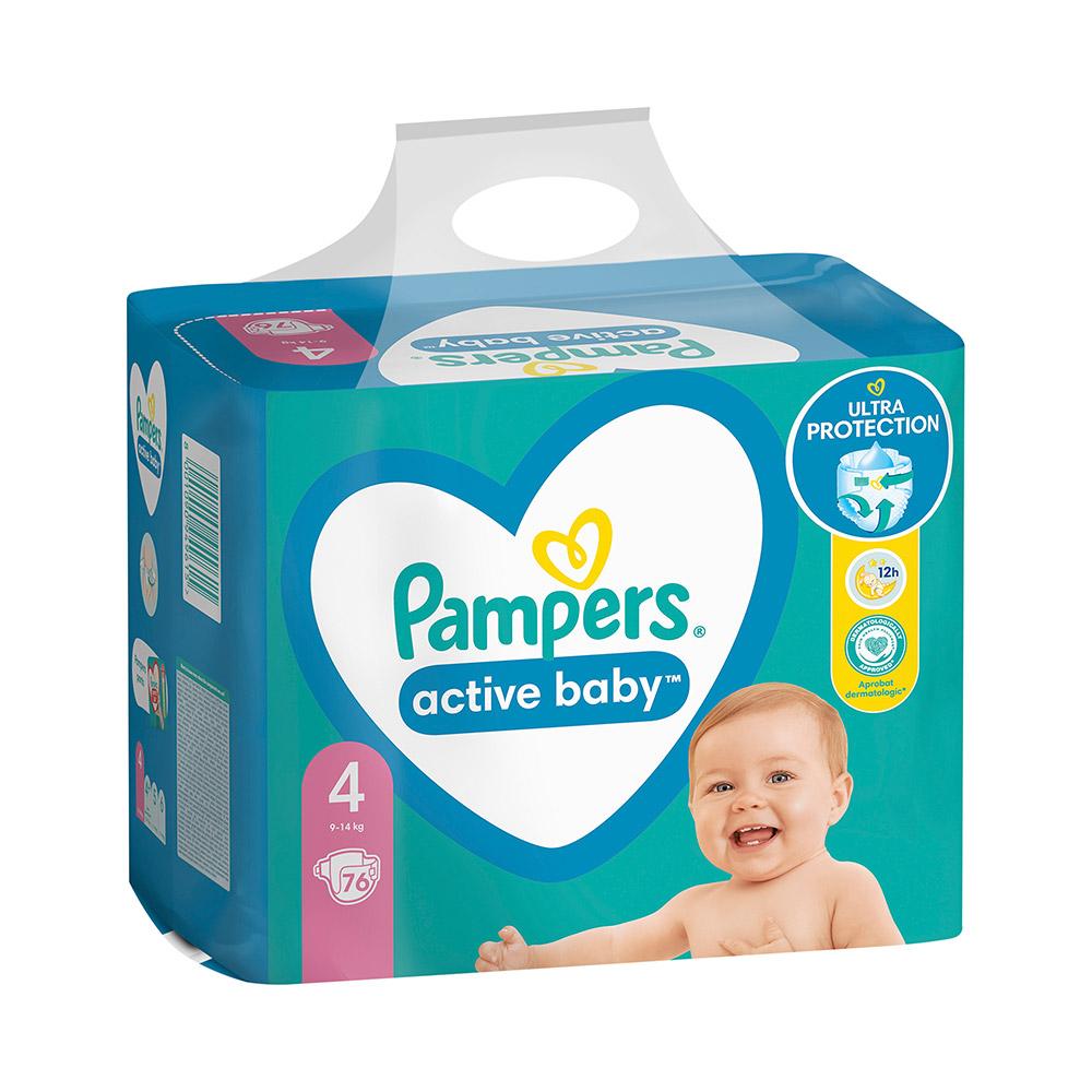 Pampers  Active Baby 4  Maxi 9-14 кг ( 76 шт) подгузники, Польша { 49615 }  - фото2