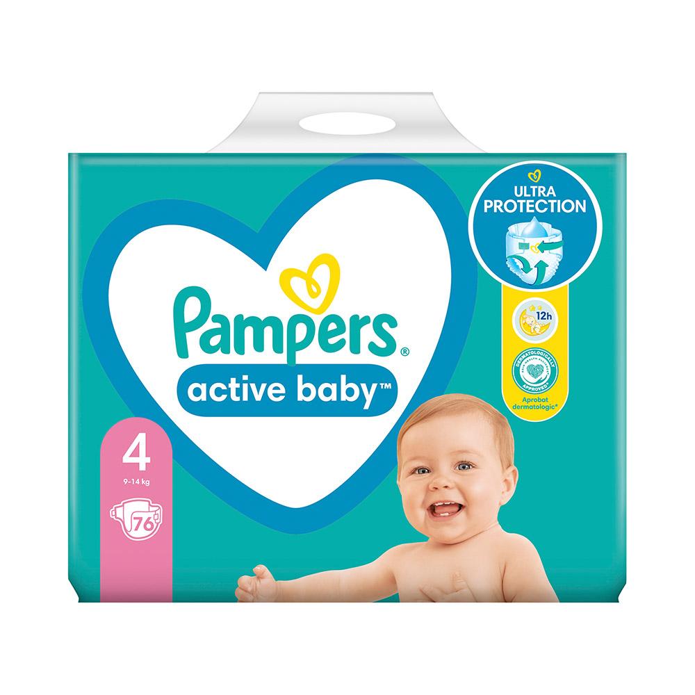 Pampers  Active Baby 4  Maxi 9-14 кг ( 76 шт) подгузники, Польша { 49615 }  - фото1
