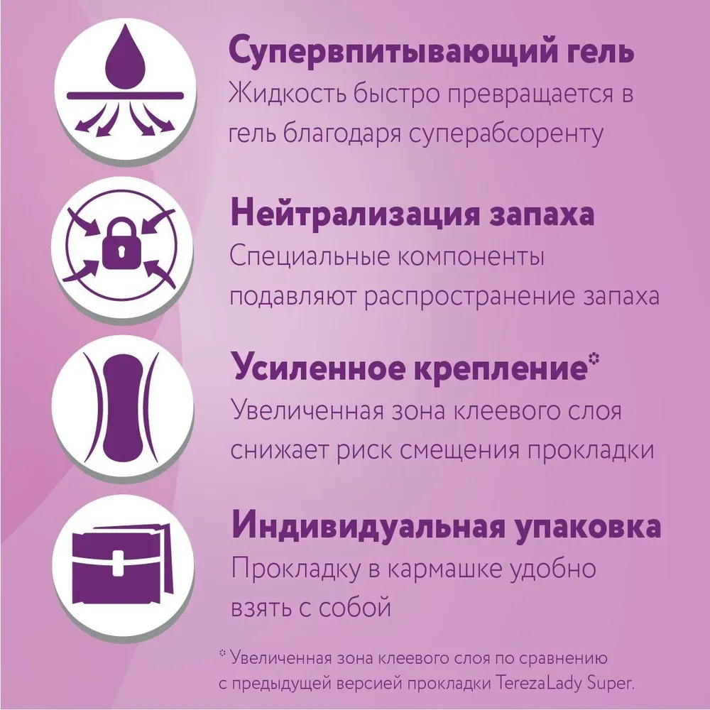 Tereza Lady Mini 2* Прокладки впитывающие урологические ( 20 шт ), Россия { 34857 } Tereza Lady Mini 2* Прокладки впитывающие урологические ( 20 шт ), Россия { 34857 }