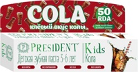 PRESIDENT Kids  Кола  Зубная детская паста, 3-6 лет,  ( 50 мл ), Италия  { 01101 }