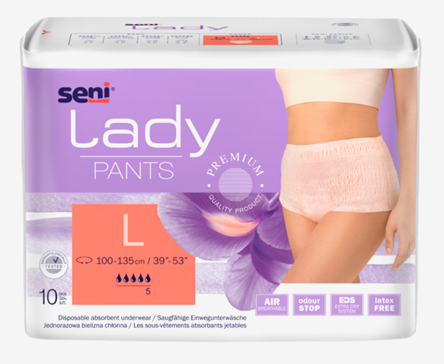 SENI Lady Pants 3 Large (5*, 10 шт)Подгузники-трусики впитывающие для взрослых (100-135 см) { 00536 } - Подгузники и товары для взрослых - mamantenok.shop.by
