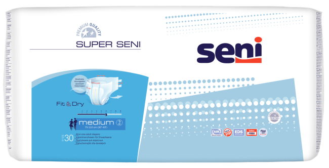 SUPER SENI 2 Medium (6*, 30 шт) Подгузники для взрослых (75-110 см), Россия   { 91400 }  { 99567 }